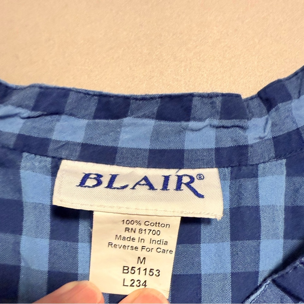 Blair Blue Plaid Button Down 💯 Cotton Shirt - Picture 5 of 9
